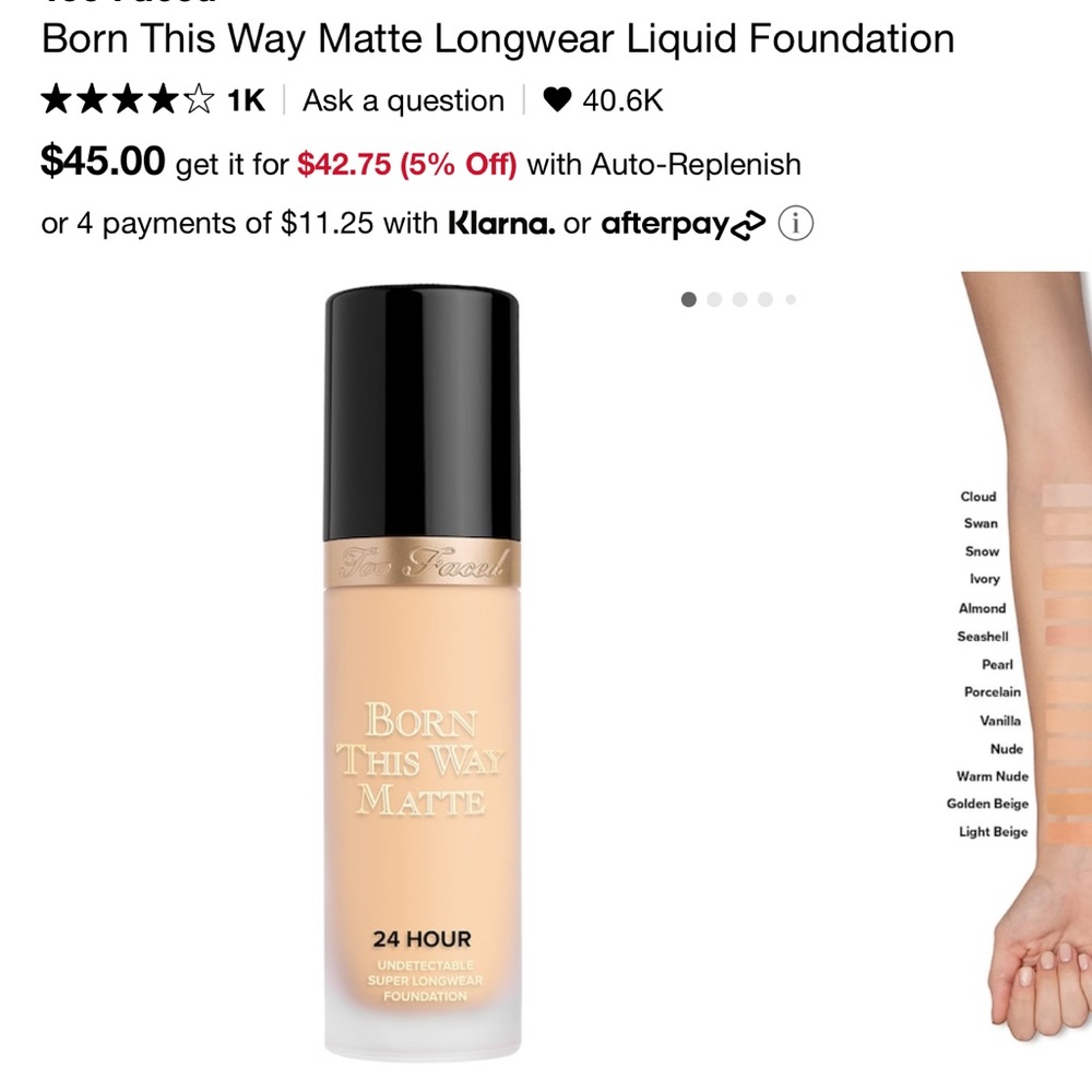 Too faced liquid longwear Foundation